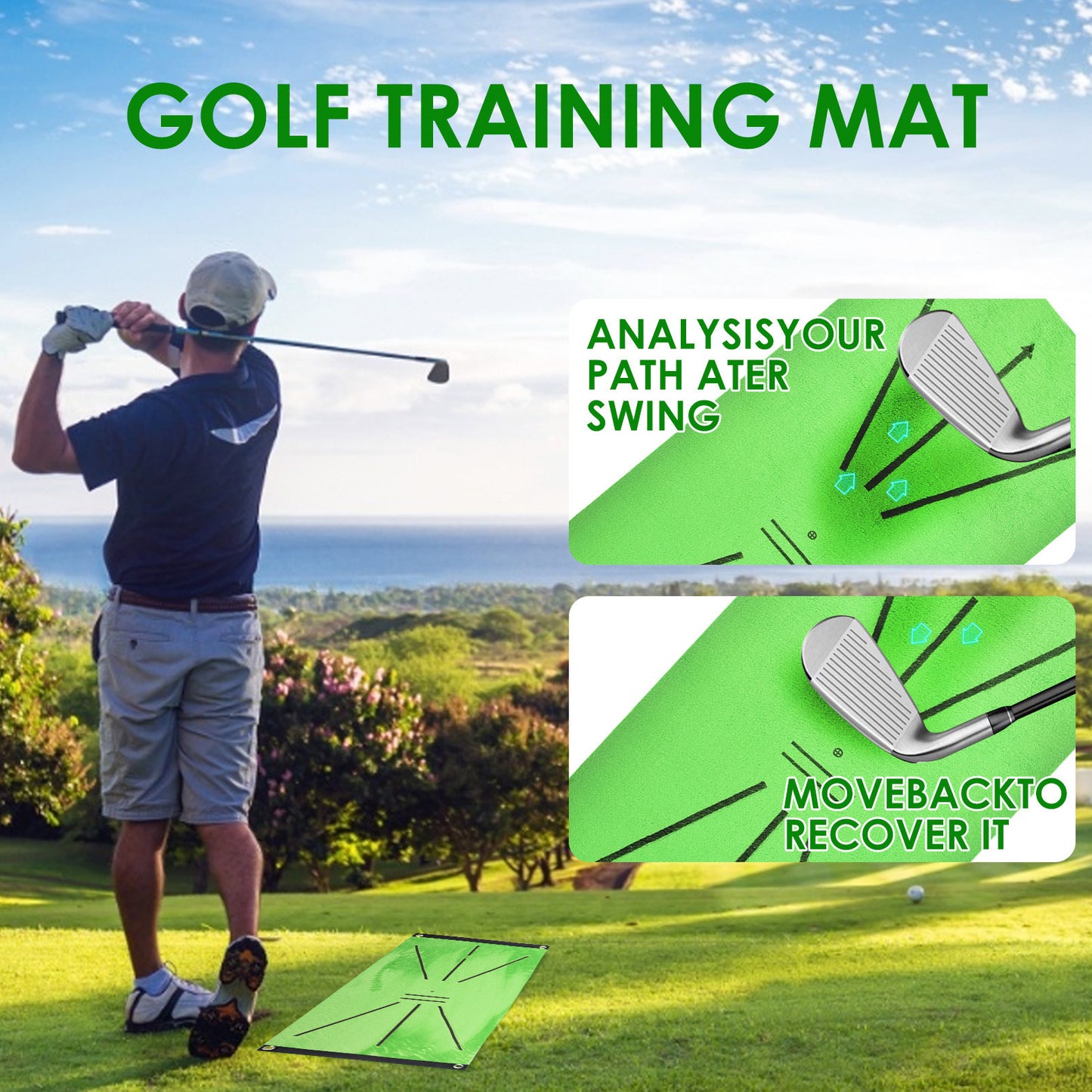 Golf Swing Slagmatta Familj Inomhusmatta Förtjockning Övningsmatta