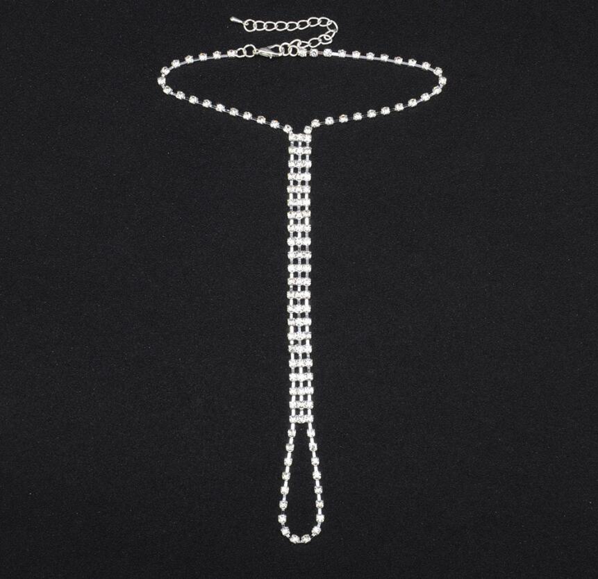 Dam Sommar Fotlänkar Armband Strass Strand Sandal Benkedja Boho Kristall Fotlänk Fotkedja