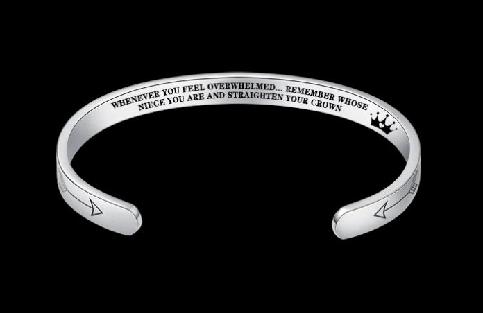 Mantra armband med citat rostfritt stål Cuff Inspirerande smycken Graduation Gåva