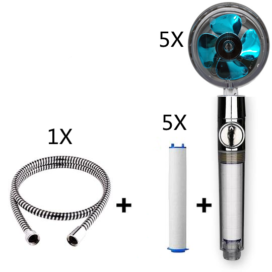Pommeau de douche à hélice avec bouton d'arrêt et filtre en coton, buse de douche à main haute pression turbocompressée