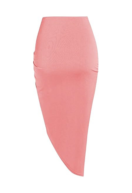 Professional Women's Sexy Ruched Midi Bodycon Skirt - Elasticity Tight Design (Casual Club Asymmetrical, High Stretch)