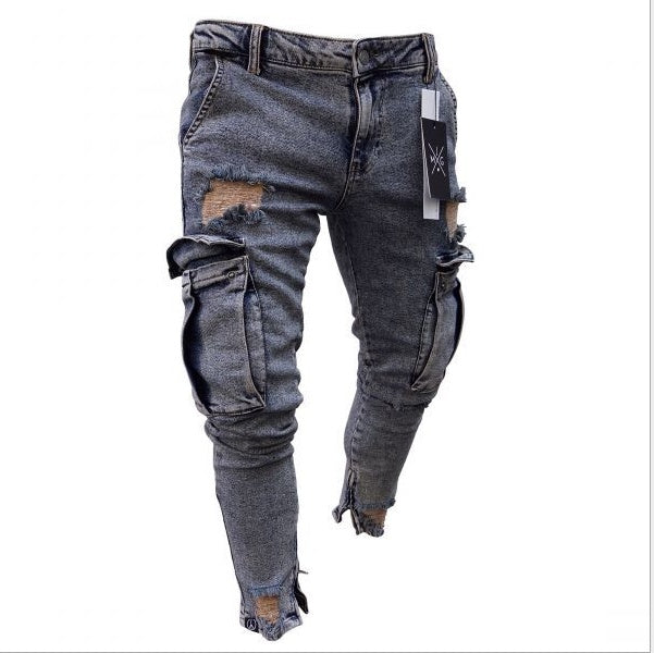 Cargo Hole Denim Jeans Herr