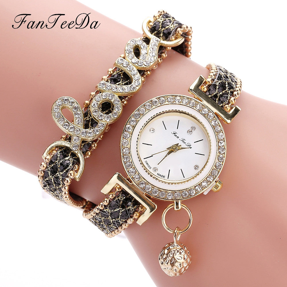 FanTeeDa marque femmes Bracelet montres dames montre strass horloge femmes mode robe montre-Bracelet Relogio Feminino cadeau