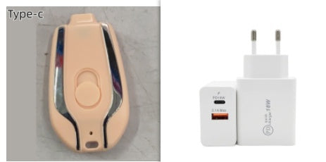 1500mAh Mini Power Emergency Pod Nyckelringsladdare med Type-C Ultra-Compact Mini Batteripaket Snabbladdning Backup Power Bank