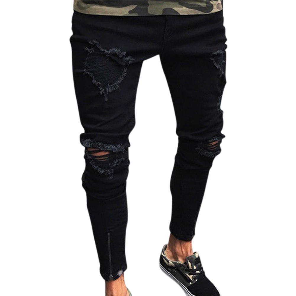 Byxor Jeans För Herr Byxor Lång Basic Trasiga Kläder