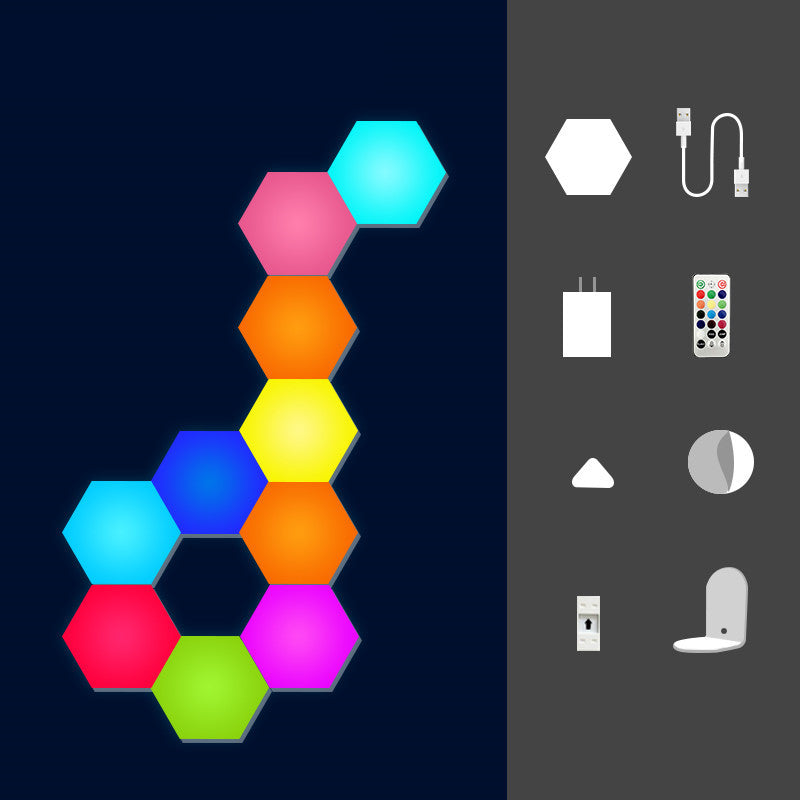 Lampe murale intelligente à Induction en nid d'abeille, atmosphère de jeu colorée aux couleurs changeantes, lumière quantique intelligente pour chambre à coucher