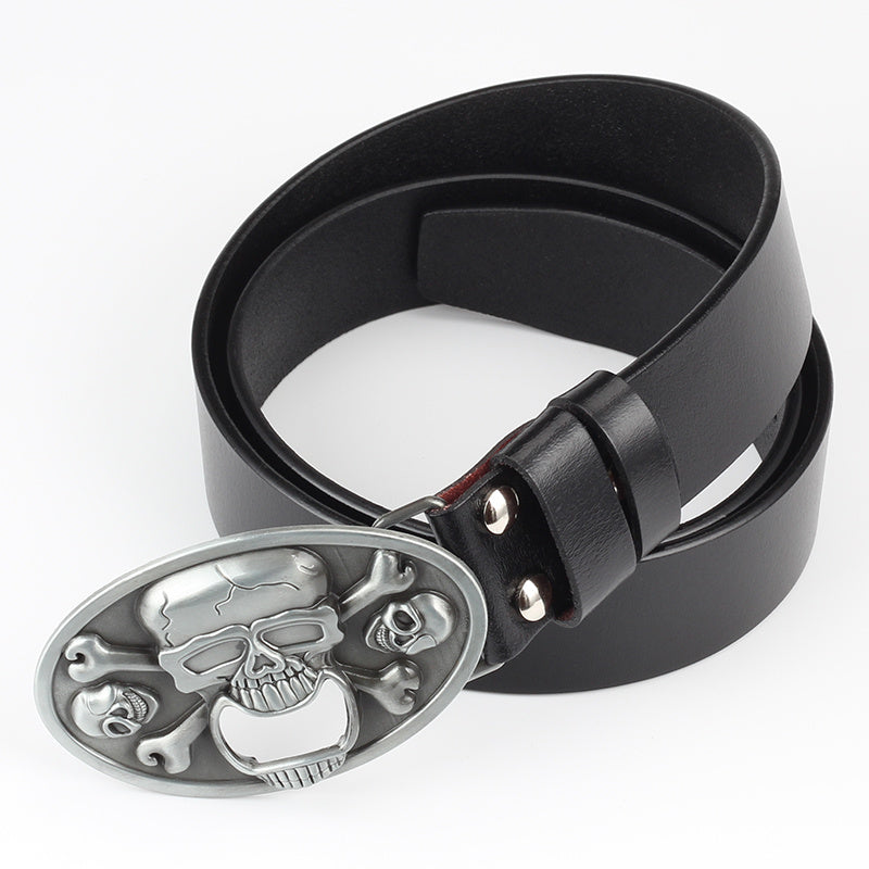 Ceinture décorative décontractée avec tête de mort pour hommes