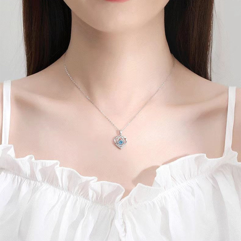 S925 Slående hjärtformade halsband Kvinnor Lyx Kärlek Strass Halsband Smycken Present till Alla hjärtans dag