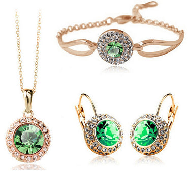 Elegant Jewelry Set - Golden Fruit Green