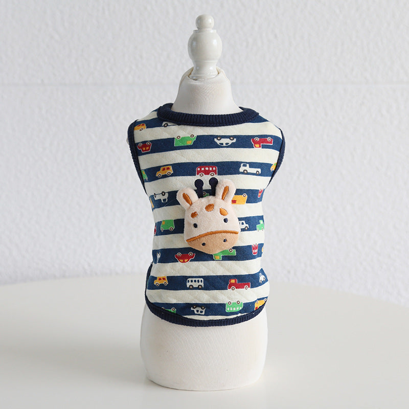 Vêtements pour chiens de lait à tête d'animal à carreaux à la mode