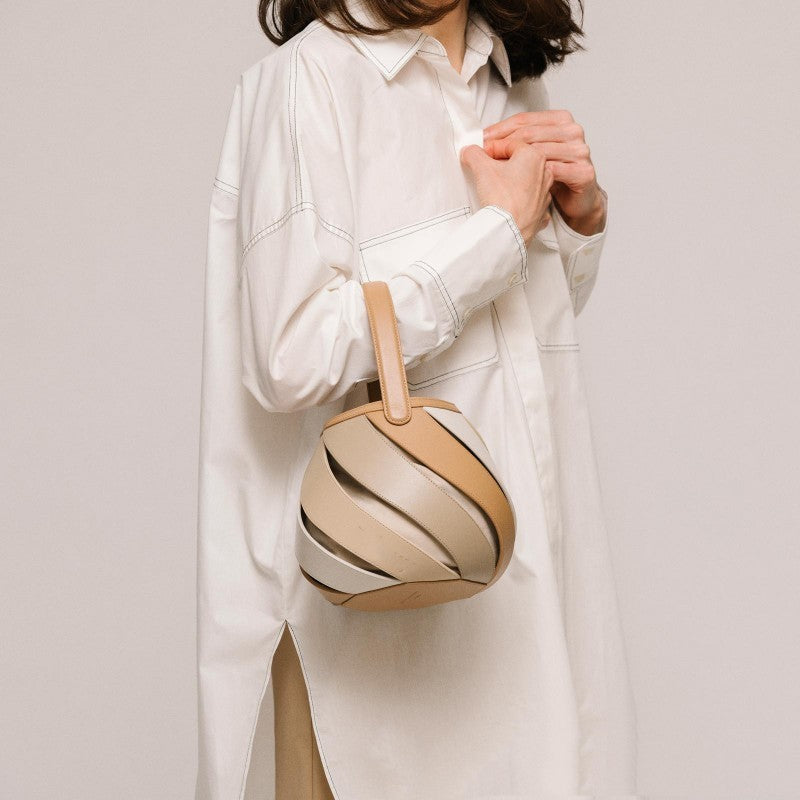 Cylindrisk Kontrastfärg Portable Messenger Diamond Quiltad Sömnad Bucket Bag