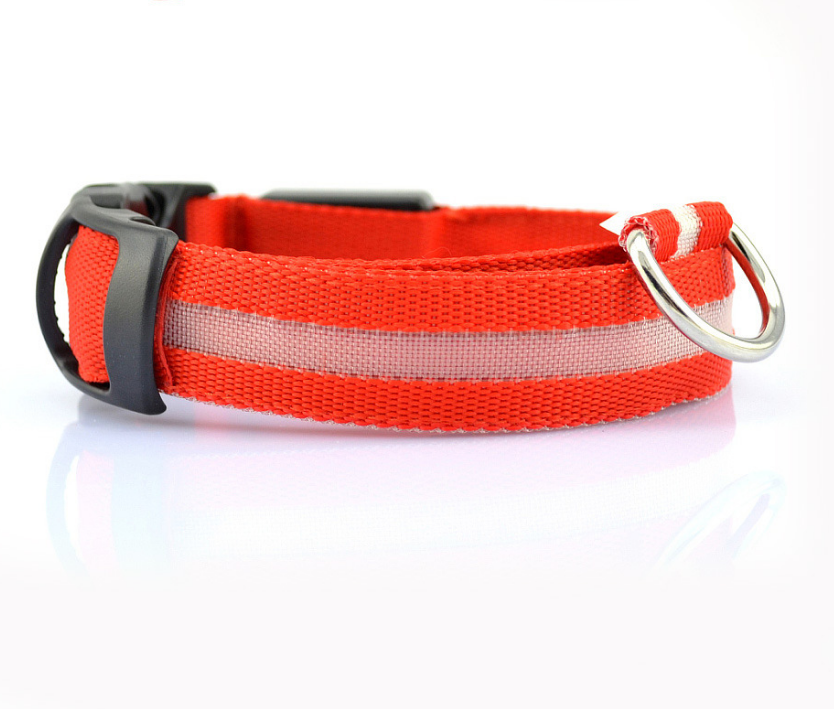 Nylon LED Hund Ljushalsband Nattsäkerhet Blinkande Glöd i mörkt Hund Kattkoppel Justerbara husdjurstillbehör