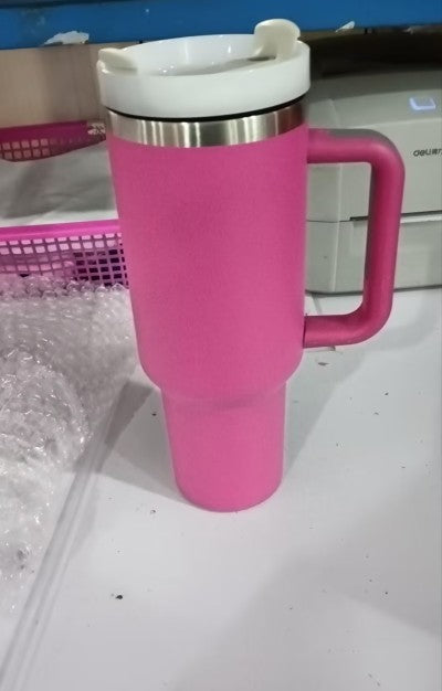 Alla hjärtans dag present termisk mugg 40 oz halm kaffe isoleringskopp med handtag Bärbar bil rostfritt stål vattenflaska stor kapacitet Resa BPA fri termisk mugg