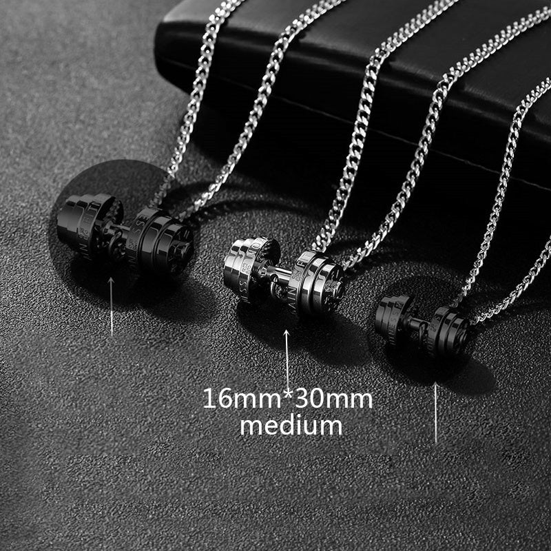 Stainless Steel Weights Gym Barbell Necklace Men