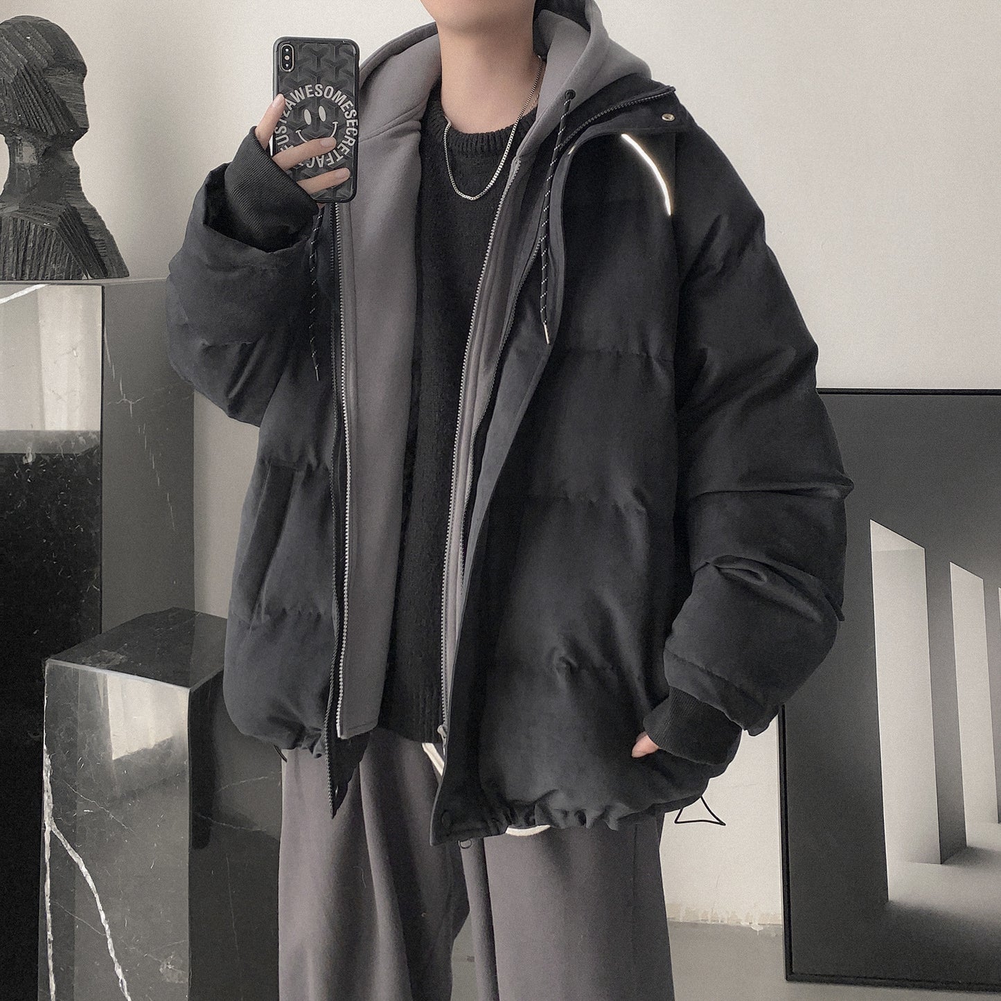 Veste à capuche rembourrée en coton Youth Street rembourrée pour hommes