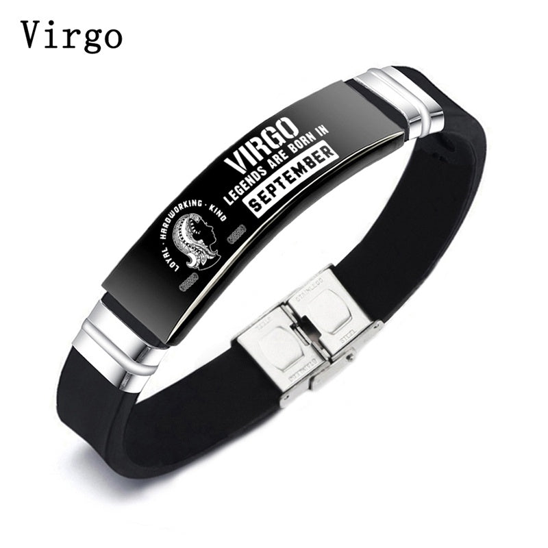 Svarta 12 stjärntecken ID-armband armband för kvinnor och män