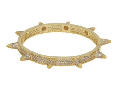 Luxury Iced Out Bling Cubic Zircon Hip Hop Rose Gold Silver Rivet Bracelets Spike Bangles Gifts for Men Women