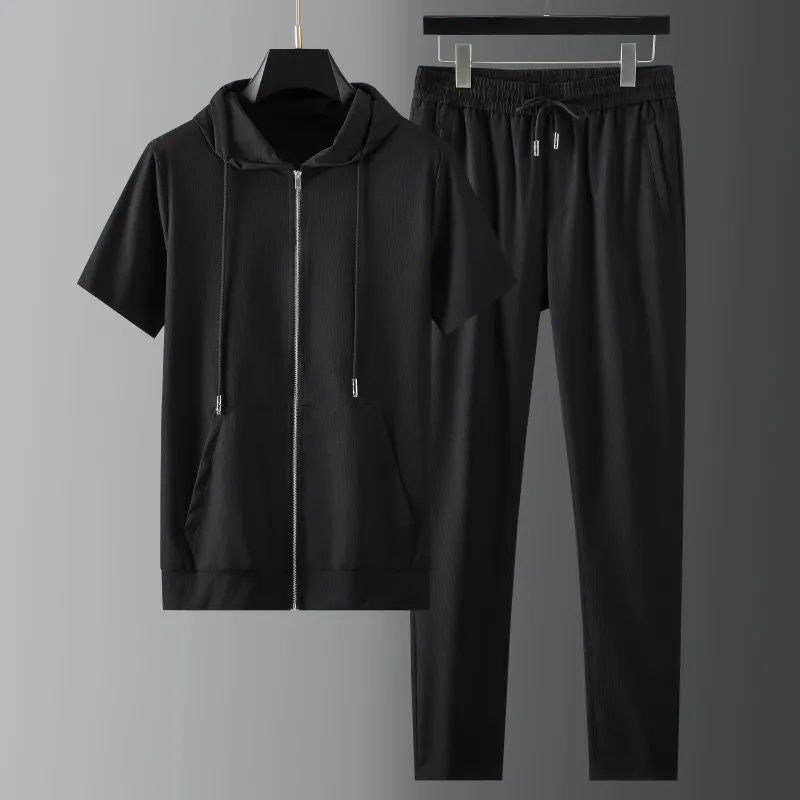 Ensemble deux pièces pantalon léger à manches courtes pour hommes