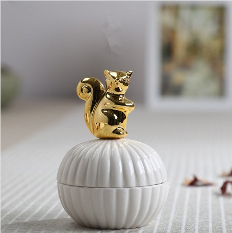 Boîte à bijoux de décoration de figurines d'animaux, écureuil, lapin, chat, oiseau, artisanat, cadeau, pot de décoration pour la maison