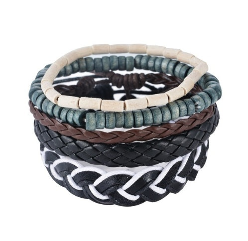 Läderarmband män Flerlagers pärlorarmband Punk wrap armband för kvinnor Vintage punk män smycken