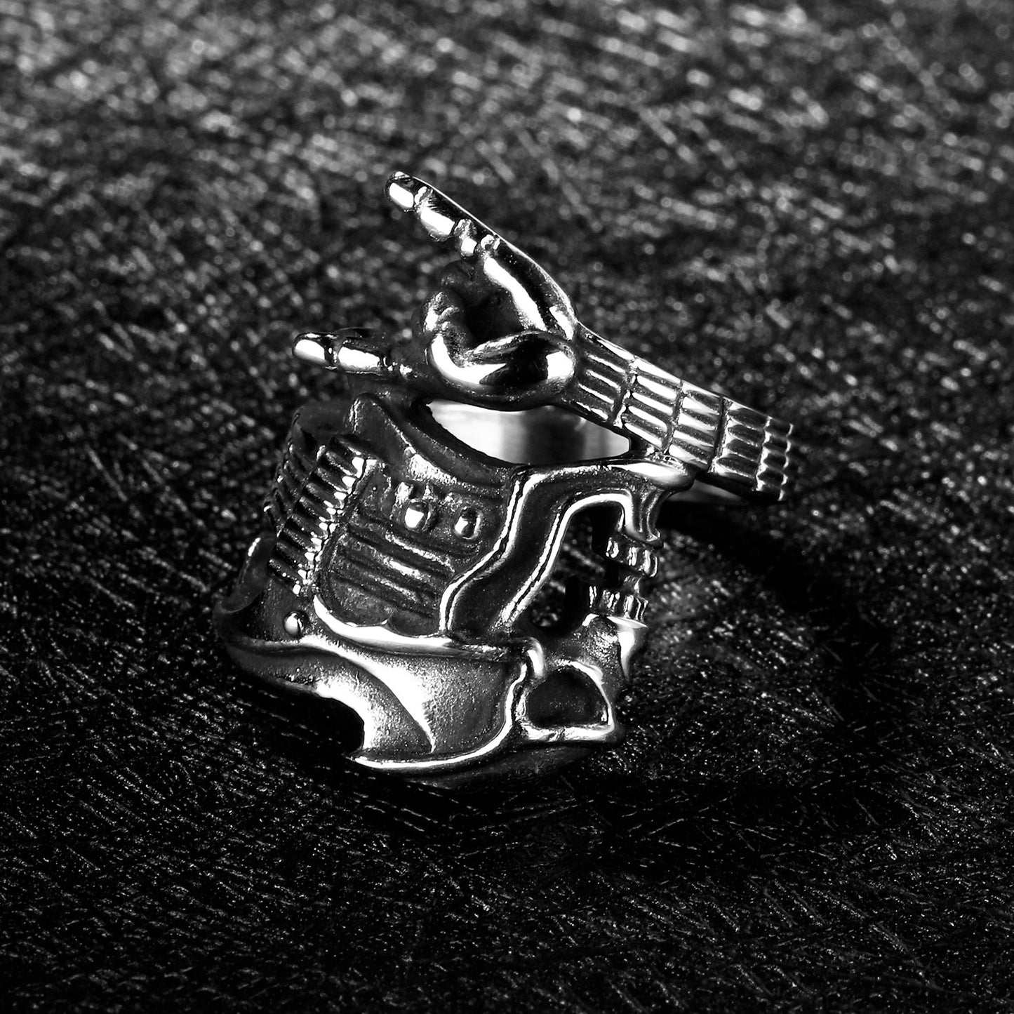 Titanstål herrring mode rock hip hop skull gitarr seger gest instrument enkel ring
