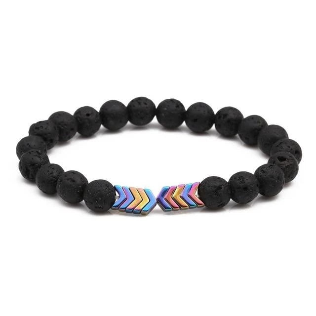 Lila pil män och kvinnor Naturstensarmband Volcanic Stone Magnet armbindel
