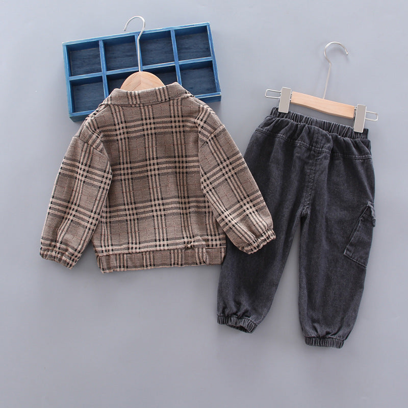 Baby Boy Long Sleeve Plaid Suit