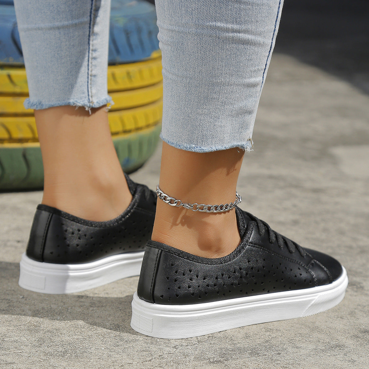 Patent Leather Cutout Loafers - Hollow Walking Flats - Artisan Collection
