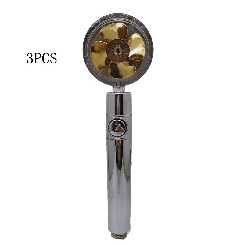 Pommeau de douche à hélice avec bouton d'arrêt et filtre en coton, buse de douche à main haute pression turbocompressée