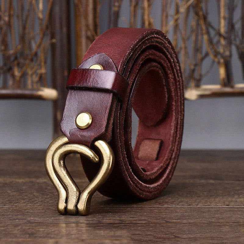 Men's Retro Thick Vegetable Tanned Cowhide Leather Belt - Heritage Craftsmanship