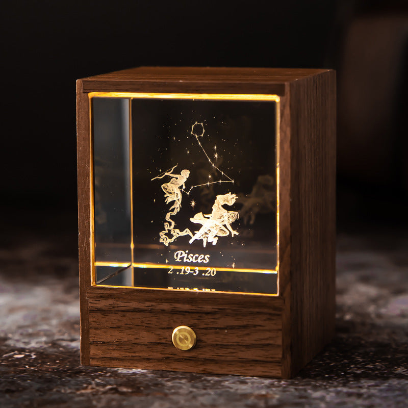 Kristall LED-bordslampa USB Power Decor Constellation Light Sovrumsnattlampor för inredning