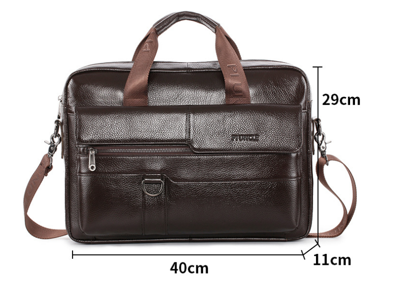 Läder portfölj för män Topplager Kohud Messenger Bag Stor kapacitet Enkel axelväska Business Multifunktion