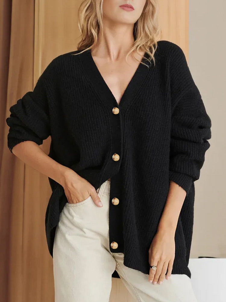 Stylish Solid Color Cardigan Sweater Coat for Women