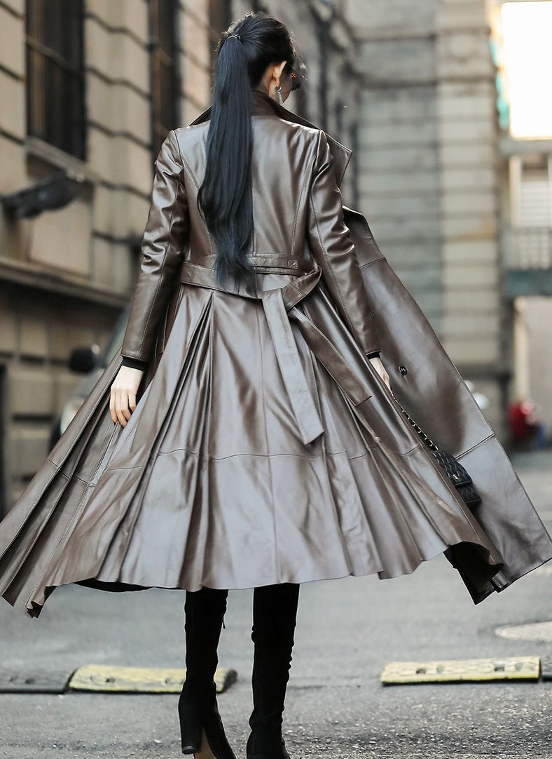 Women's Waist Leather Down Jacket - High-Quality Flattering Superior Warmth Sleek Versatile Durable