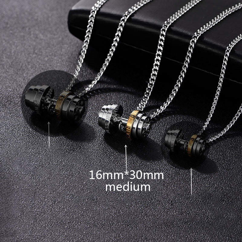 Stainless Steel Weights Gym Barbell Necklace Men