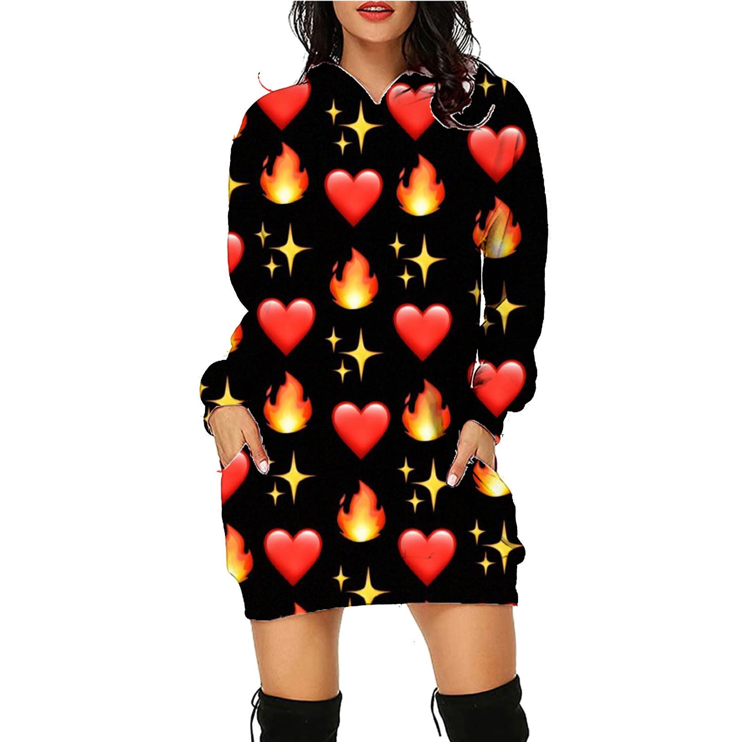 Halloween Print Lång Hoodie Med Fickor Tröja Långärmade Kläder Kvinnor