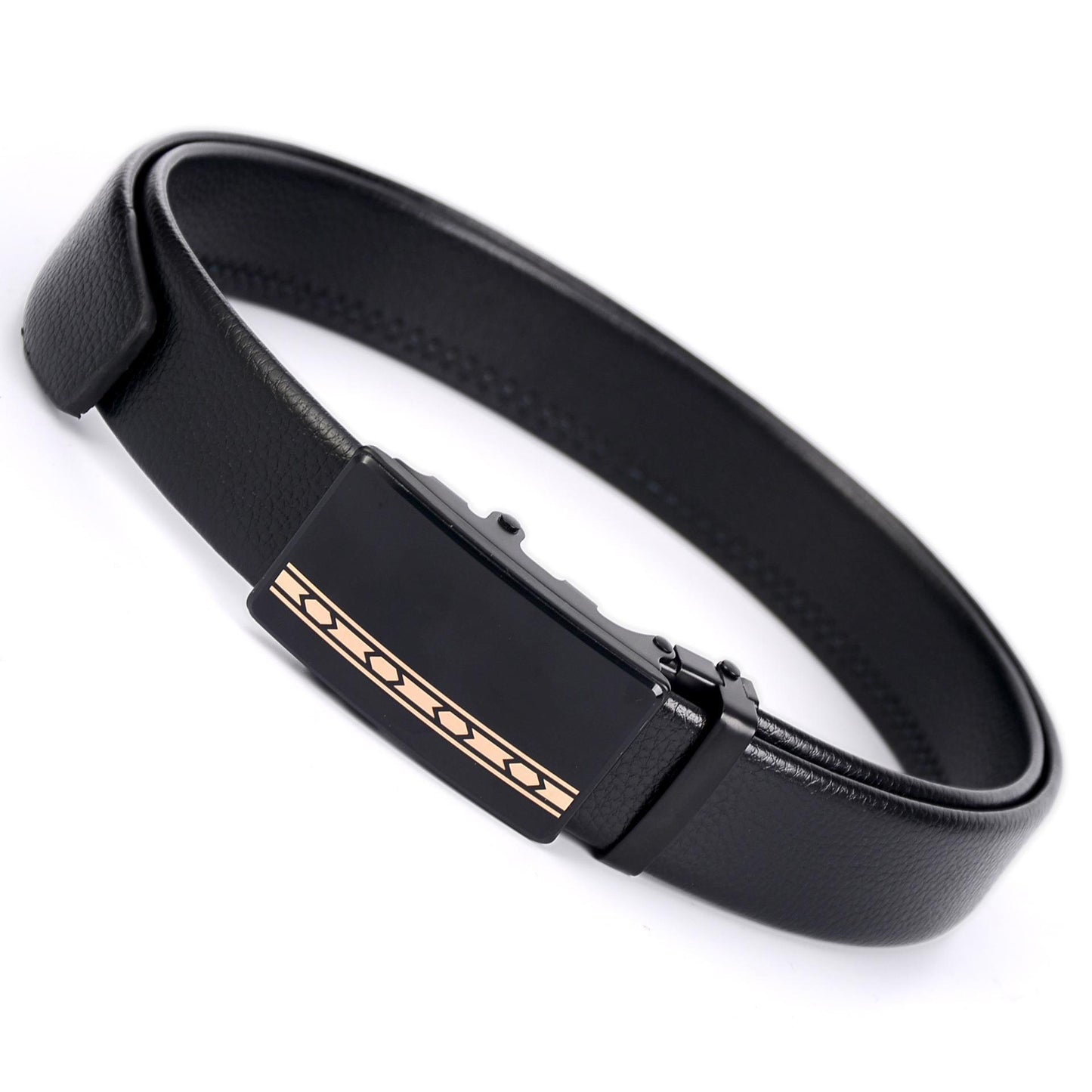 Men's Automatic Buckle Mirror Acrylic Iron Button Business Casual Belt - Reflective Sophistication