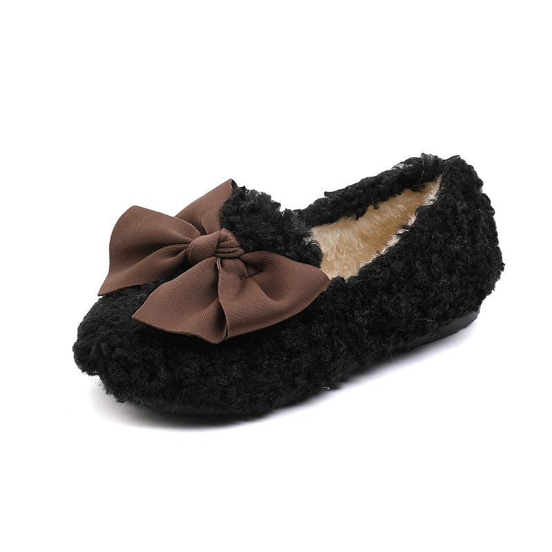 Chaussures isolées en coton rembourré pour enfants, chaussures en fourrure pour filles