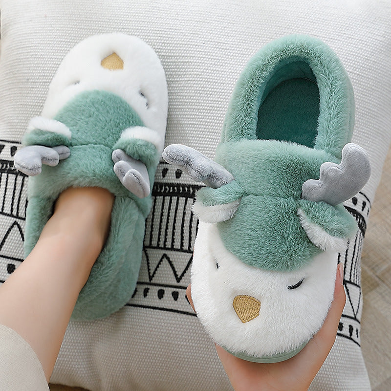 Christmas Elk Plush Slippers - Winter Holiday Shoes - Festive Collection