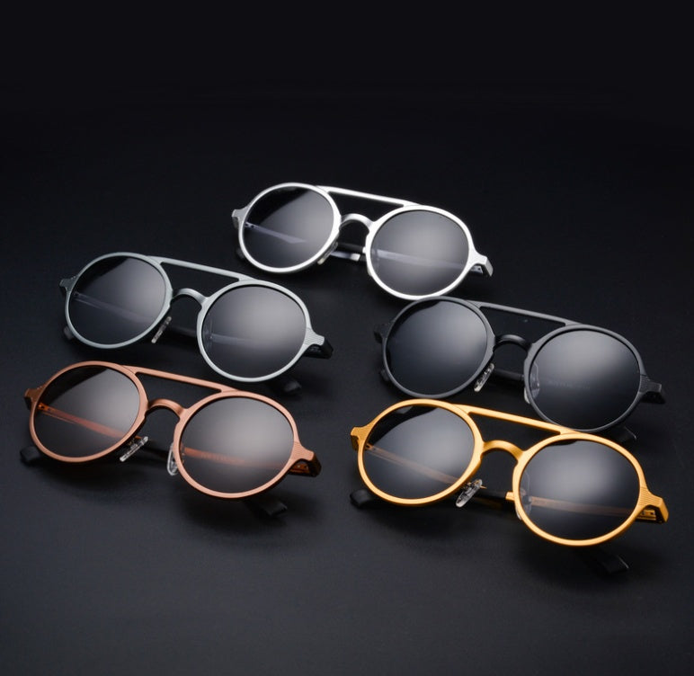 Lunettes de soleil polarisées Vintage pour hommes, monture ronde, à la mode, en aluminium et magnésium, pour la conduite, nouvelle collection