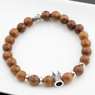 Heta Herrarmband med Naturliga Träpärlor och Kors Onyx Meditation 58 / 5000