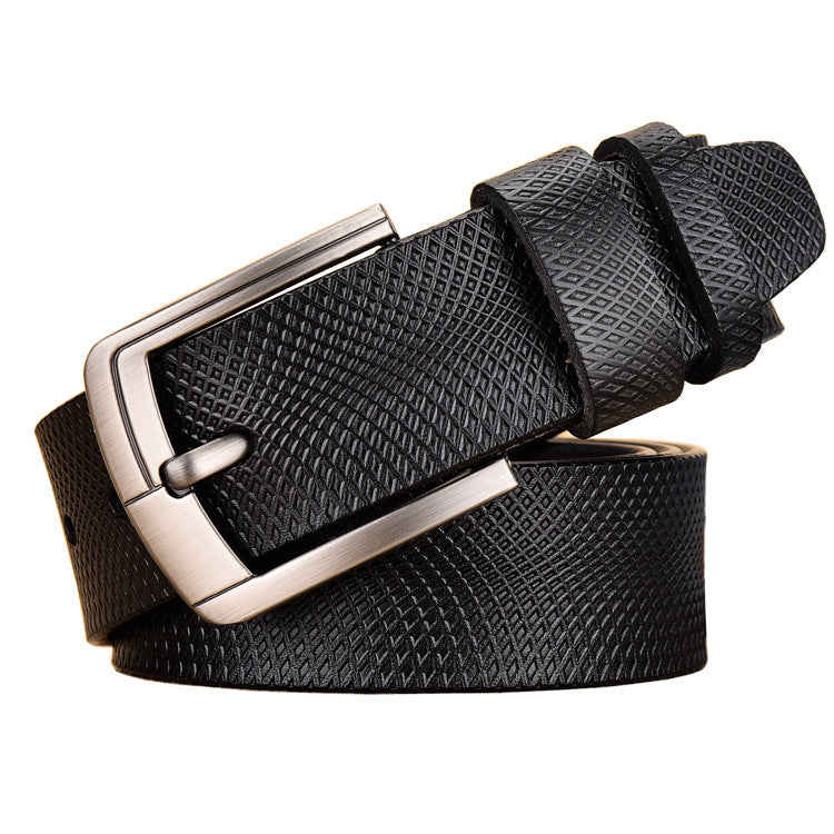 Men's Vintage Cowhide Mesh Embossed Pin Buckle Belt - Distinctive Texture