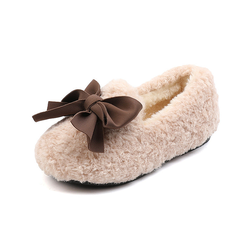 Chaussures isolées en coton rembourré pour enfants, chaussures en fourrure pour filles