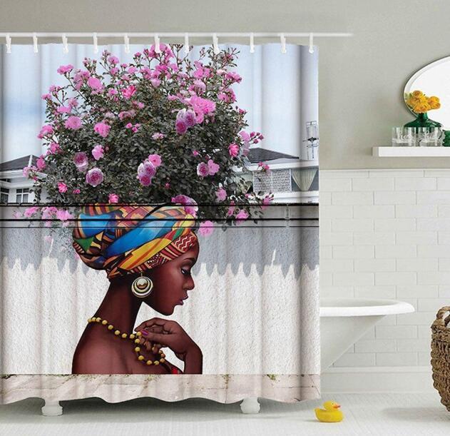Art Design Graffiti Hip Hop African Girl Shower Curtain - Modern Building Bathroom Decor