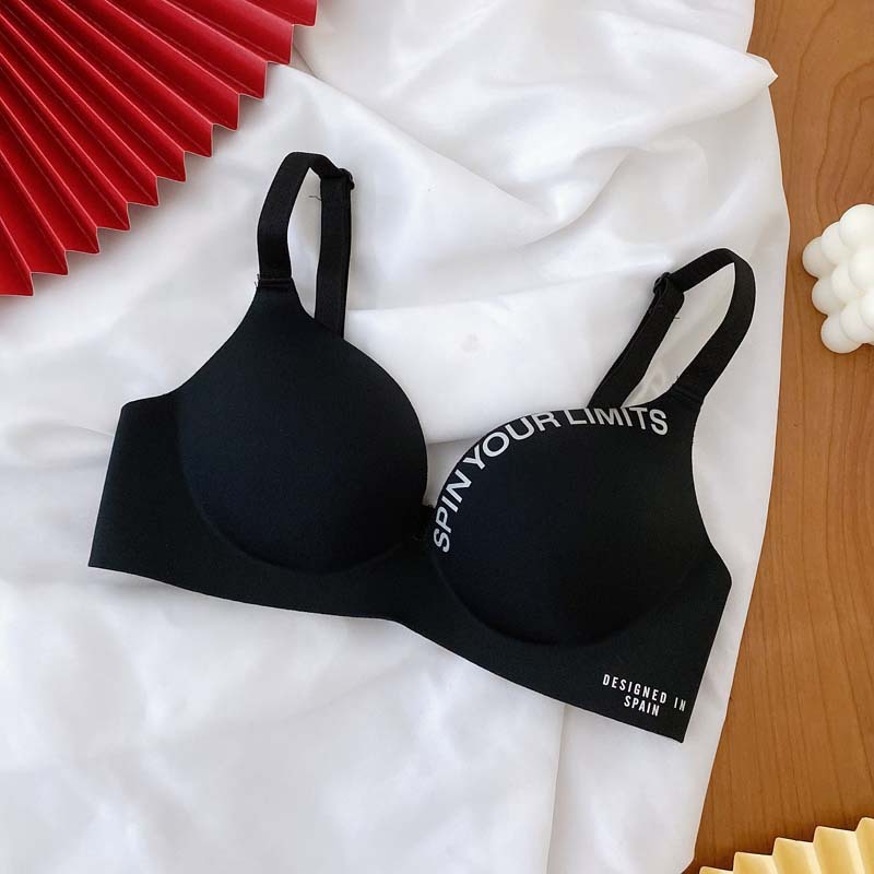 Soutien-gorge une pièce avec lettres britanniques, sans couture, sous-vêtements réglables sans fil pour femmes