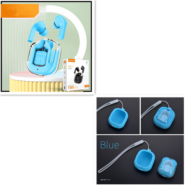 Nytt Mini Transparent trådlöst Bluetooth Headset Digital Display ENC brusreducering True Wireless Sports Music