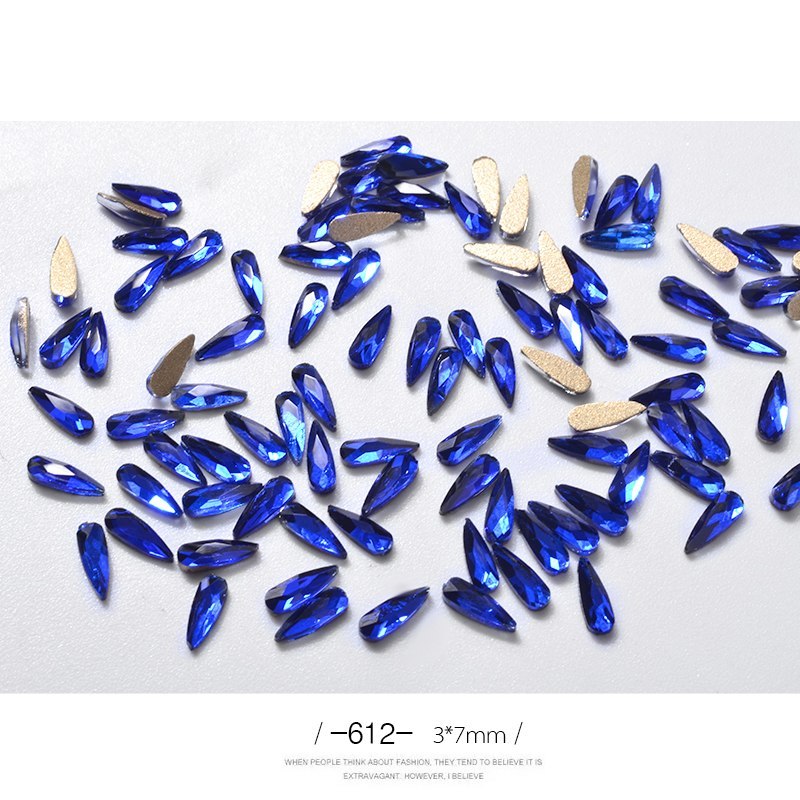 3D Water Drop Rhinestones - 10 Pieces 7x3mm | 3g Acrylic 12 Color Options