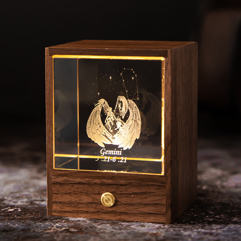 Kristall LED-bordslampa USB Power Decor Constellation Light Sovrumsnattlampor för inredning