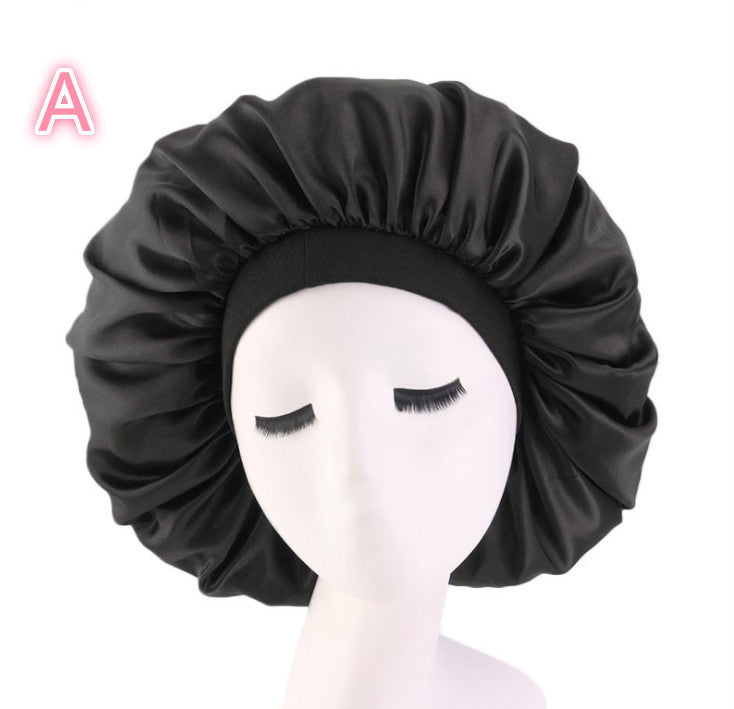 Skönhetstryck Satin siden Bonnet sleep night cap