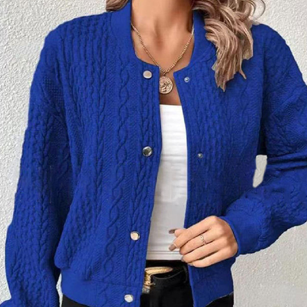 Women's Baseball Uniform Jacket Coat - Solid Color Polyester Casual Female Style